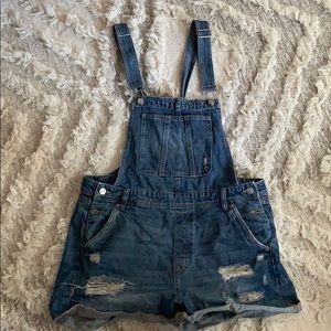 H&M Distressed Overall Shorts Size 12